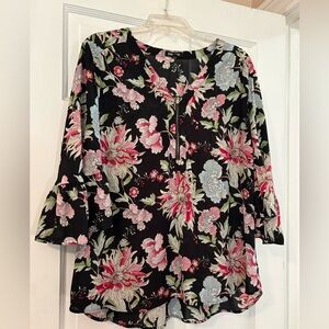 Express Black Floral Blouse